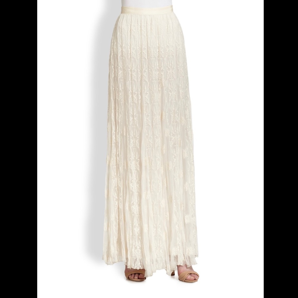 Alice + Olivia embroidered lace maxi skirt size 4